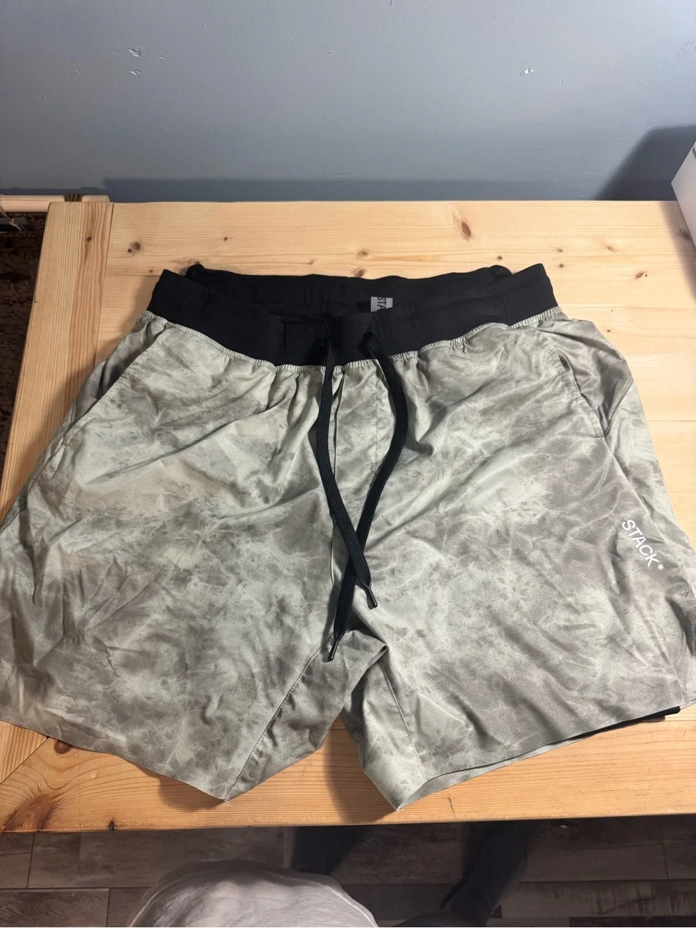 STACK* Green Tie-Dye Athletic Shorts with Black Waistband